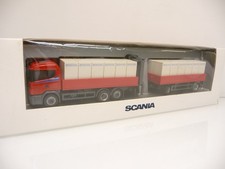 Herpa H0 Scania 124 L 400 3a/2a Baustofftransporter mit Ladekran WERBEMODELL