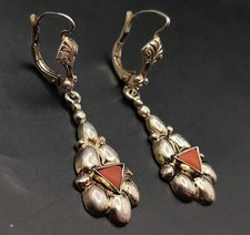 Antik Ohrringe Tropfen Silber