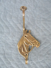 Alter 2er Garderoben Haken mit Pferdekopf aus Messing