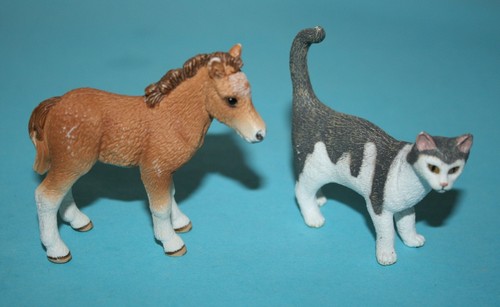 Schleich tiere katze grau - tiere,