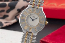 Cartier must de Cartier 21 Lady "Grain de riz" Stahl Gold Damenuhr Ref. 9010