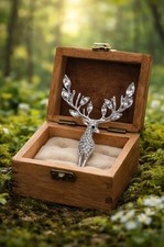 Vintage Emaille Brosche Hirsch