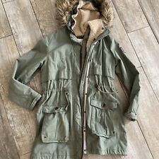 Tommy Hilfiger Parka Größe M Grün Neuwertig Kapuze Teddyfell Innenfutter