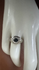 Saphir Brillant Damen Ring 750 Gold 18 Kt Weißgold, 10 Brillant ca. 0,3 Ct