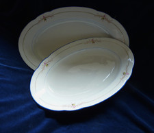 2 antike Fischer & Mieg Pirkenhammer Porzellan ovale Servierplatten Platten   
