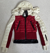 Damen-Skijacke ** MONCLER ** Gr. 1/S ** rot/cremweiß/schwarz ** Daune ** Kapuze