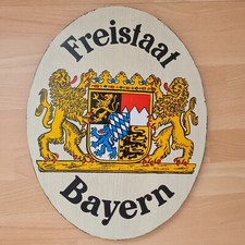 "Freistaat Bayern" Holzschild Schild Länderwappen oval 43,5 x 34 cm Sammlerstück