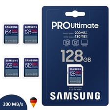 SD Karte 64 128 256 512 GB Speicherkarte Speicher 200 Mbps Samsung Pro Ultimate