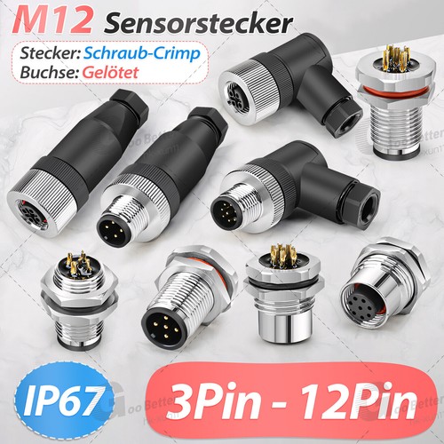 M12 sensorstecker 6 - sensorstecker, 3/4/5/6/8/12