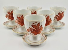 6 x Herend Apponyi Orange Eierbecher Eierteller mit Ablage AOG 265 Top 150 Years