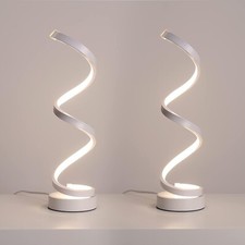 2er set Tischlampe Spiral LED Nachttischlampen Tischleuchten Modern Weiß