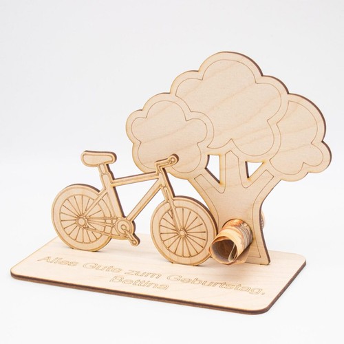 Geldgeschenk fahrrad mit baum - geldgeschenk,