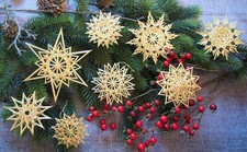 Strohsterne Set 3 Handarbeit Baumschmuck Sterne Advent Weihnachten Dekoration