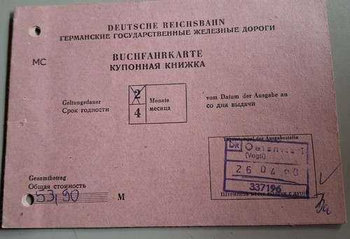 Alte fahrkarte buchfahrkarte - fahrkarte,