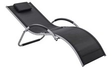 Sonnenliege ergonomisch mit Kissen Aluminium Texteline Schwarz 160Lx60Bx 65H cm