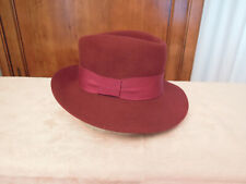 Damenhut MAYSER Weinrot Größe 55 Fedora Ripsband Wollfilz