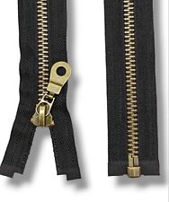 Metall Reißverschluss 8mm robust Teilbar LederJacke  Schwarz Messing bis 90cm