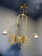 Jugendstil Lampe Messinglampe Zuglampe original alt antik Deckenlampe zum restau