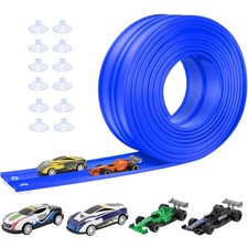 Flexible Autorennbahn 5m mit 4 Autos & 12 Saugnäpfen – Rennbahn Kinder 3+ 