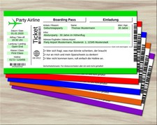 Einladungskarten Geburtstag Flugticket Karte Wunschtext Textdruck Individuell