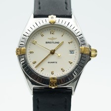 BREITLING CALLISTO HERREN UHR 80510 STAHL/GOLD 35MM SCHÖNER ZUSTAND WEISS BR485