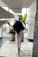 Echtpelz Poncho Schwarz