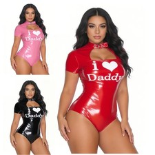 DE Damen Wetlook Body Leder