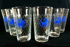 6x Glas 0,25ml Zum Blauen Bock Heinz Schenk Krug Apfelwein Steinzeug Steingut