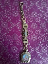 Alte Uhrenkette emailliert Taschenuhr Reiter Reitsport Pferd Chatelaine  Vintage