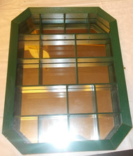 Setzkasten mit Spiegel und Glastür grün Holz