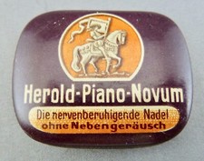 Alte Blechdose für Grammophon Nadeln Herold Piano Novum Carl Wenglein Nürnberg