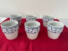 6x Becher Porzellan DDR Jäger Eisenberg Strohblume blau saks Milch Kakao oä TOP!