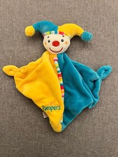PAMPERS SCHMUSETUCH KUSCHELTUCH RASSEL GELB BLAU CLOWN HARLEKIN FEHN