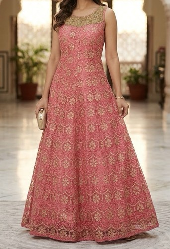 1pcs pink golden - 1pcs, anarkali