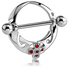 Piercing Nipple Shield Brustpiercing Tribal mit Kreuz Kristalle Intimpiercing