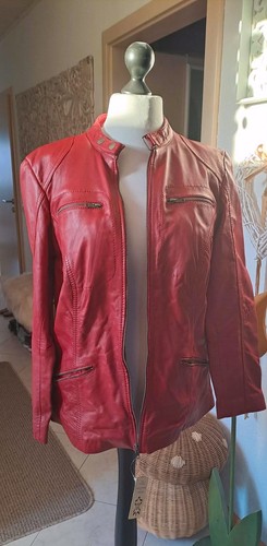 Damen leder jacke rot - jacke, gr.44