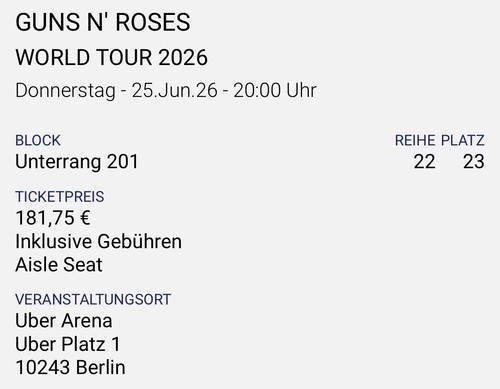 Tickets für guns - guns, roses