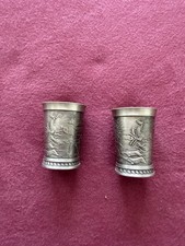 Zinnbecher Jagdmotiv Hirsch Wild Zinn Sammeln Vintage Jagd Hund Wildschwein Reh