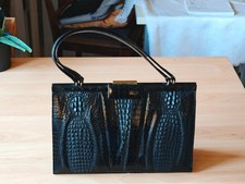 Luxuriöse Handtasche 70er Henkeltasche Vintage Leder Rarität Alligator Krokodil