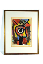 MIRO Lithografie auf Velin signiert limitiert  Pochoir  Personnage et Oiseu 1965