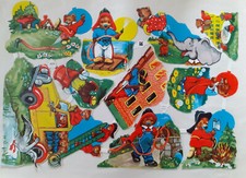 Alte Glanzbilder Oblaten Scraps EAS 3077 Germany Feuerwehr Teddy Germany Vintage