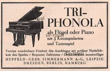 Tri-Phonola Flügel Piano Hupfeld Zimmermann - 1928 - Historische Werbung ~10x7cm