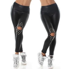 Damen Wetlook Leggings Hose