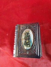 Antik Rosenkranz Etui Bibel Form Gesangbuch Versilbert Motivbild Schmuck (4527)