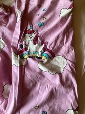 Kinder Mädchen Bettwäsche Baumwolle Einhorn rosa Regenbogen  135x200 Reißverschl