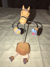 Alte Handyhalterung,Handy Ständer, Pferd,Metall, Kunststoff.Beweglich Sitzfigur