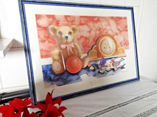 Kind Baby Qualität 2 Bilder Bären Holz Glas Kunsthaus Lunkenheimer 74x54 Rahmen