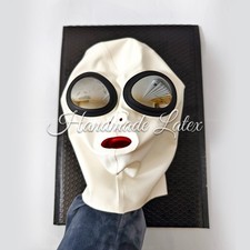 Weiß Latex Maske Brille