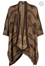 RALPH LAUREN Cardigan Poncho Strickjacke Mantel XS S braun Seide 499 € Jacke