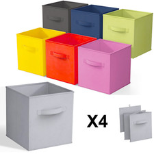 X4 Aufbewahrungswürfel Stoff faltbar zusammenklappbar Aufbewahrungsbox Korb Kleidung Organizer